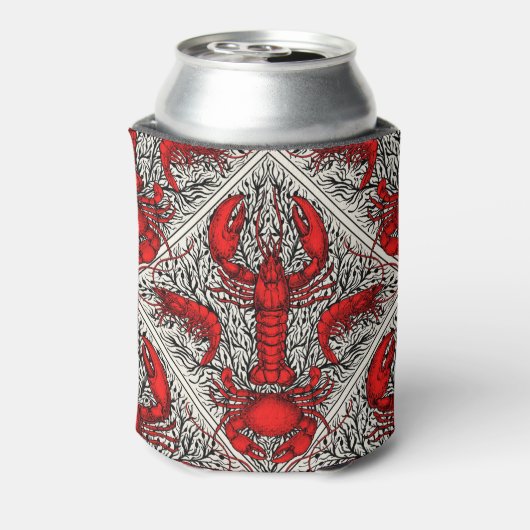 Rot, Schwarz und Elfenbein Dosenkühler (Kanne Rückseite)