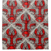 Rot, Schwarz und Elfenbein Duschvorhang (Vorderseite)