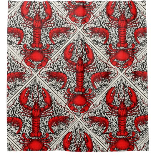 Rot, Schwarz und Elfenbein Duschvorhang (Vorderseite)