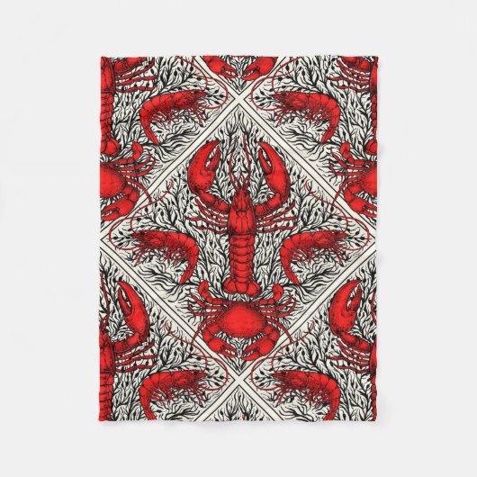 Rot, Schwarz und Elfenbein Fleecedecke (Vorderseite)