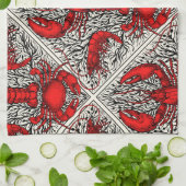 Rot, Schwarz und Elfenbein Geschirrtuch (Gefaltet)