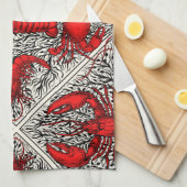 Rot, Schwarz und Elfenbein Geschirrtuch (Viertel Falte)