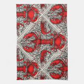 Rot, Schwarz und Elfenbein Geschirrtuch (Vertikal)