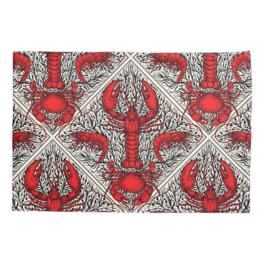 Rot, Schwarz und Elfenbein Kissenbezug (Rückseite-Links)