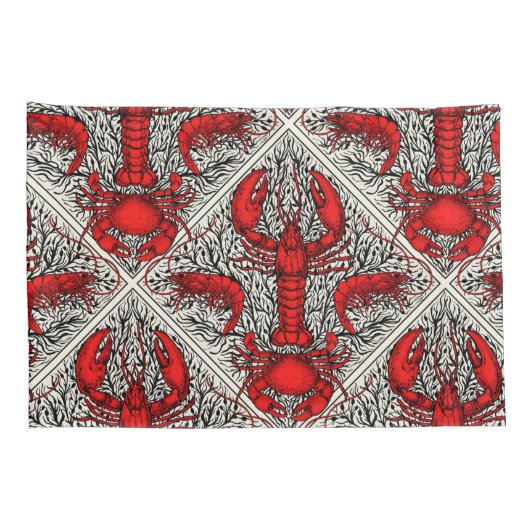 Rot, Schwarz und Elfenbein Kissenbezug (Rückseite-Rechts)