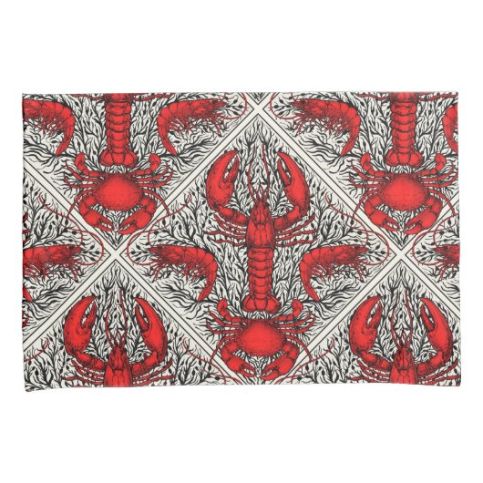 Rot, Schwarz und Elfenbein Kissenbezug (Vorderseite-Rechts)