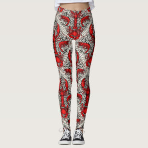 Rot, Schwarz und Elfenbein Leggings
