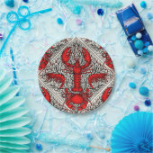 Rot, Schwarz und Elfenbein Pappteller (Party)