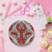 Rot, Schwarz und Elfenbein Pappteller (Party)