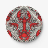 Rot, Schwarz und Elfenbein Pappteller (Vorderseite)