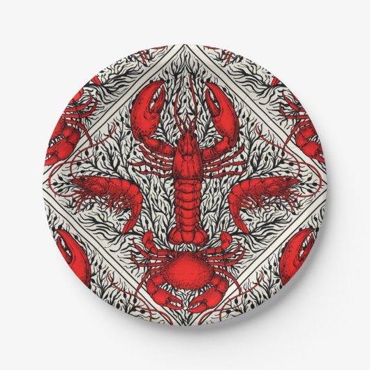 Rot, Schwarz und Elfenbein Pappteller (Vorderseite)