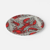 Rot, Schwarz und Elfenbein Pappteller (Schrägansicht)