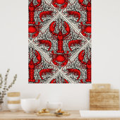 Rot, Schwarz und Elfenbein Poster (Küche)