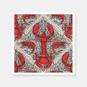 Rot, Schwarz und Elfenbein Serviette (Vorderseite)