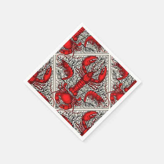 Rot, Schwarz und Elfenbein Serviette (Ecke)