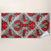 Rot, Schwarz und Elfenbein Strandtuch (Vorderseite)