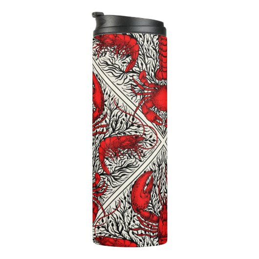 Rot, Schwarz und Elfenbein Thermosbecher (Nach rechts gedreht)