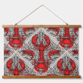Rot, Schwarz und Elfenbein Wandteppich Mit Holzrahmen (Vorne)