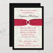 Rot, Schwarz und ElfenbeinDamaskus 50. Geburtstag  Einladung (Vorne/Hinten)