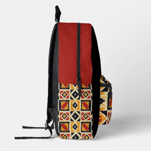 Rot, Schwarz und Gold Bedruckter Rucksack (Links)