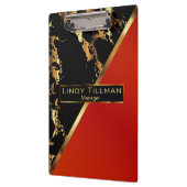 Rot, Schwarz und Gold-Marmor-Design Klemmbrett (Links)