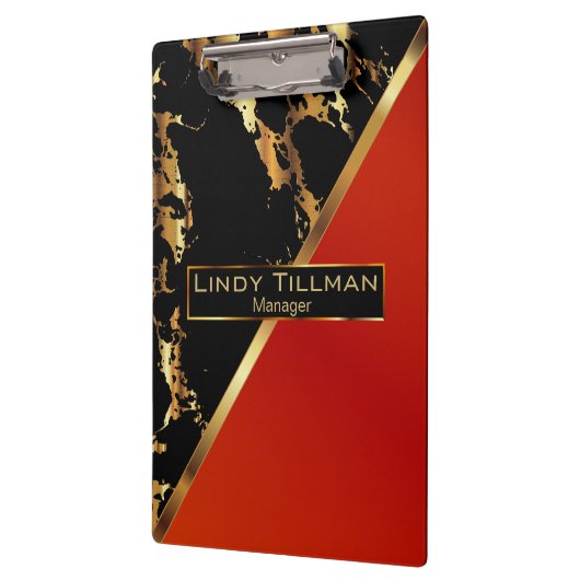 Rot, Schwarz und Gold-Marmor-Design Klemmbrett (Links)