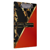 Rot, Schwarz und Gold-Marmor-Design Klemmbrett (Rechts)