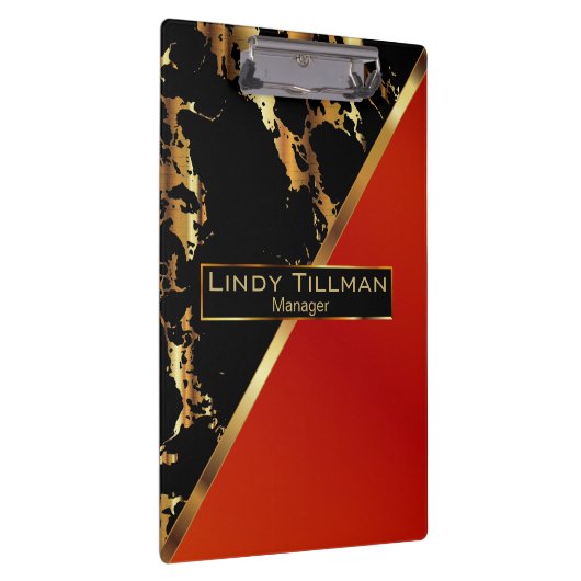 Rot, Schwarz und Gold-Marmor-Design Klemmbrett (Rechts)