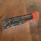 Rot, Schwarz und Gold-Marmor-Design Namensplakette (Seite)