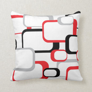 Rot, Schwarz und Grau Retro Square Kissen