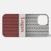 Rot Schwarz und Grau Schwarz Männliches Chevron-Mu iPhone Hülle (Rückseite (Horizontal))