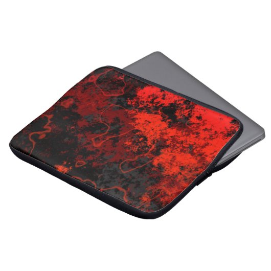 Rot, Schwarz und Graumarmor Abstrakt Laptopschutzhülle (Vorne Oben)