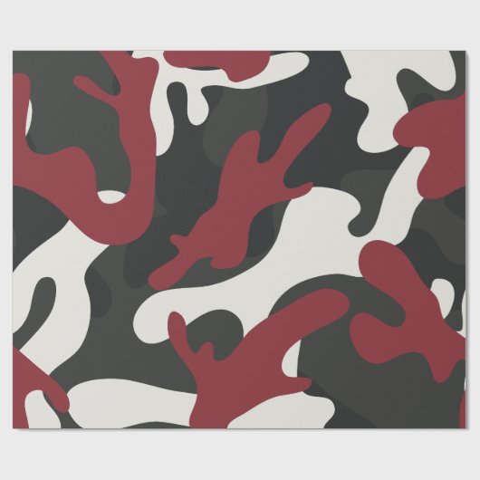 Rot, Schwarz und Gray Camouflage Style Geschenkpapier (Flach)