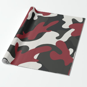 Rot, Schwarz und Gray Camouflage Style Geschenkpapier