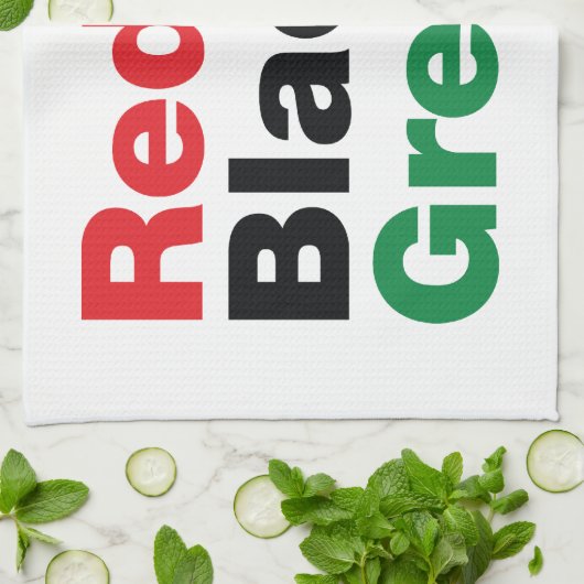 Rot, Schwarz und Grün. Geschirrtuch (Gefaltet)