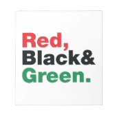Rot, Schwarz und Grün. Notizblock (Vorderseite)