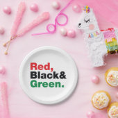 Rot, Schwarz und Grün. Pappteller (Party)