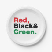 Rot, Schwarz und Grün. Pappteller (Vorderseite)