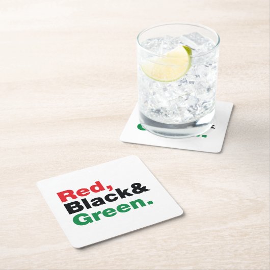Rot, Schwarz und Grün. Rechteckiger Pappuntersetzer (Vor Ort)