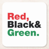 Rot, Schwarz und Grün. Rechteckiger Pappuntersetzer (Vorderseite)
