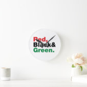 Rot, Schwarz und Grün. Runde Wanduhr (Zuhause)