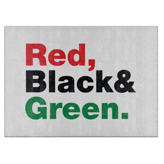 Rot, Schwarz und Grün. Schneidebrett (Vorderseite)