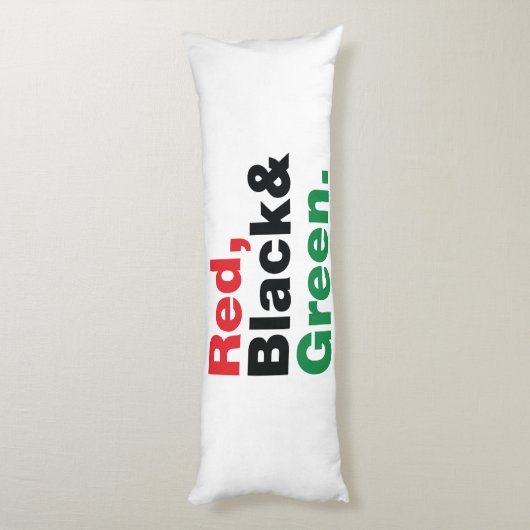 Rot, Schwarz und Grün. Seitenschläferkissen (Rückseite (Vertikal))