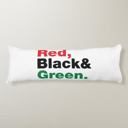 Rot, Schwarz und Grün. Seitenschläferkissen (Vorderseite)