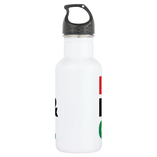 Rot, Schwarz und Grün. Trinkflasche (Rückseite)