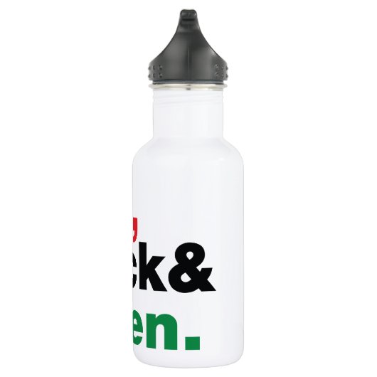 Rot, Schwarz und Grün. Trinkflasche (Rechts)