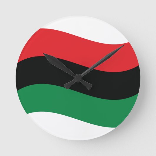 Rot-, Schwarz- und Grüne-Flagge Runde Wanduhr (Vorderseite)