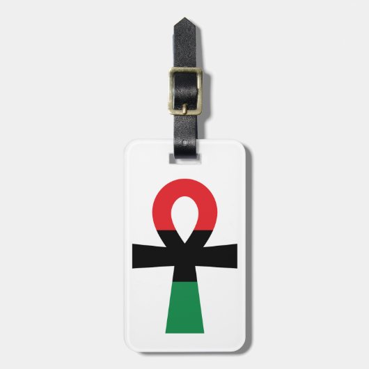 Rot, Schwarz und grüner Ankh Gepäckanhänger (Vorderseite vertikal)