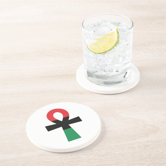 Rot, Schwarz und grüner Ankh Getränkeuntersetzer (Seite)