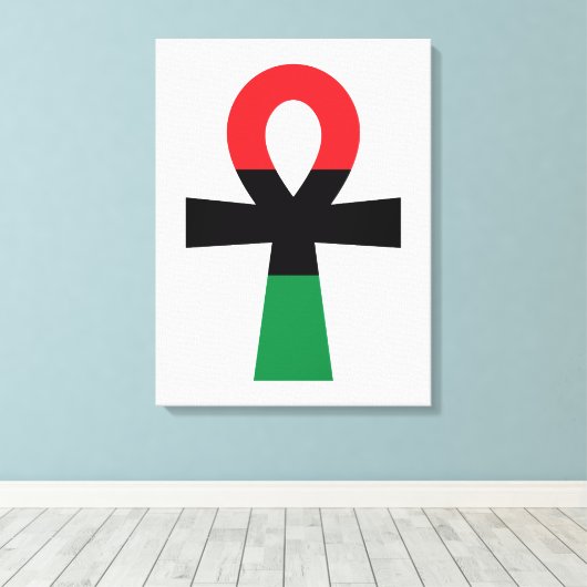 Rot, Schwarz und grüner Ankh Leinwanddruck (Insitu (Holzboden))